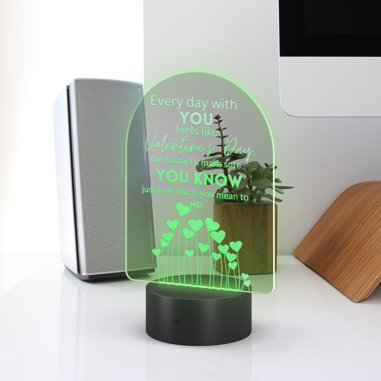 Valentines Day Gift, Personalized Laser-Etched Acrylic LED Light