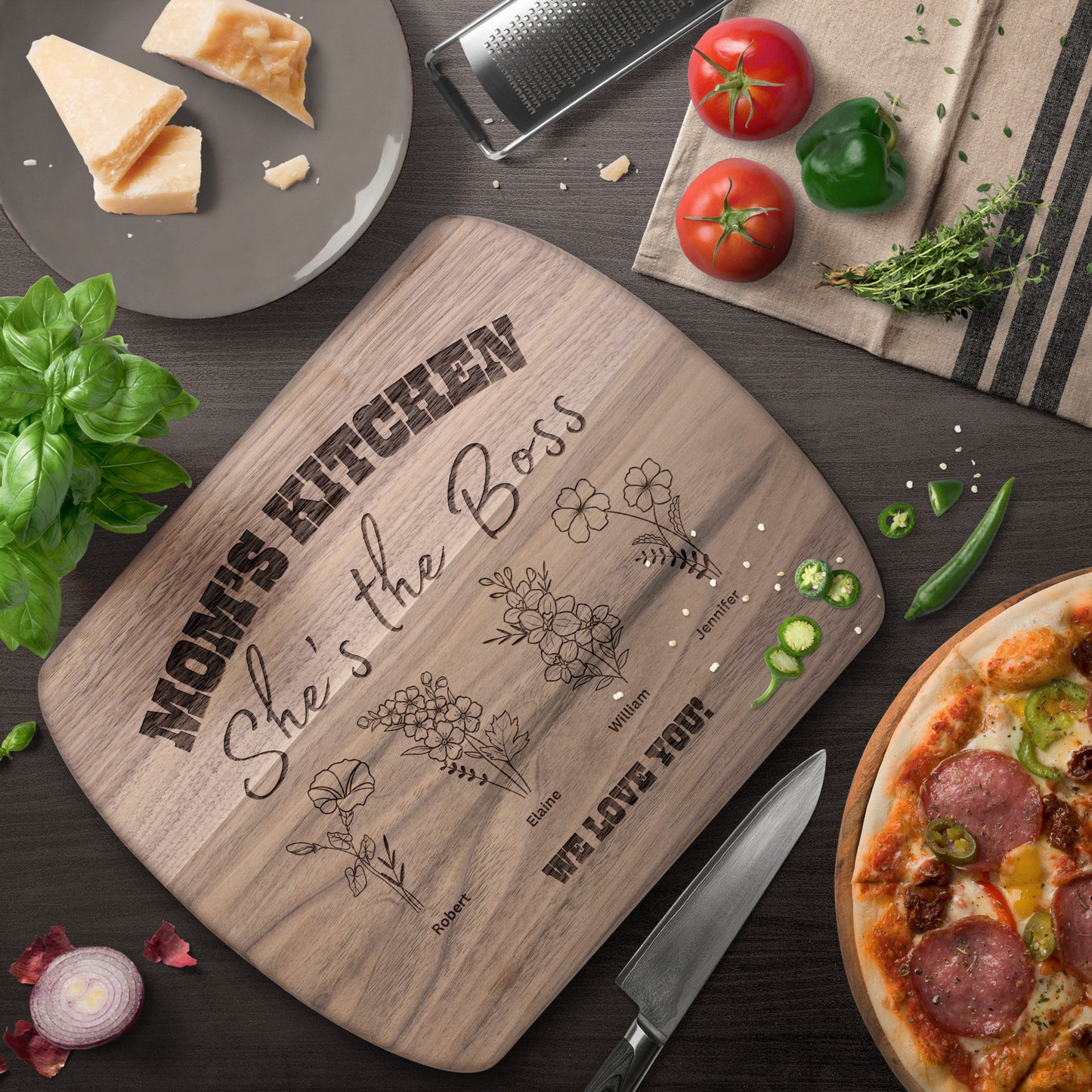 Moms Kitchen, She's the Boss Cutting Board