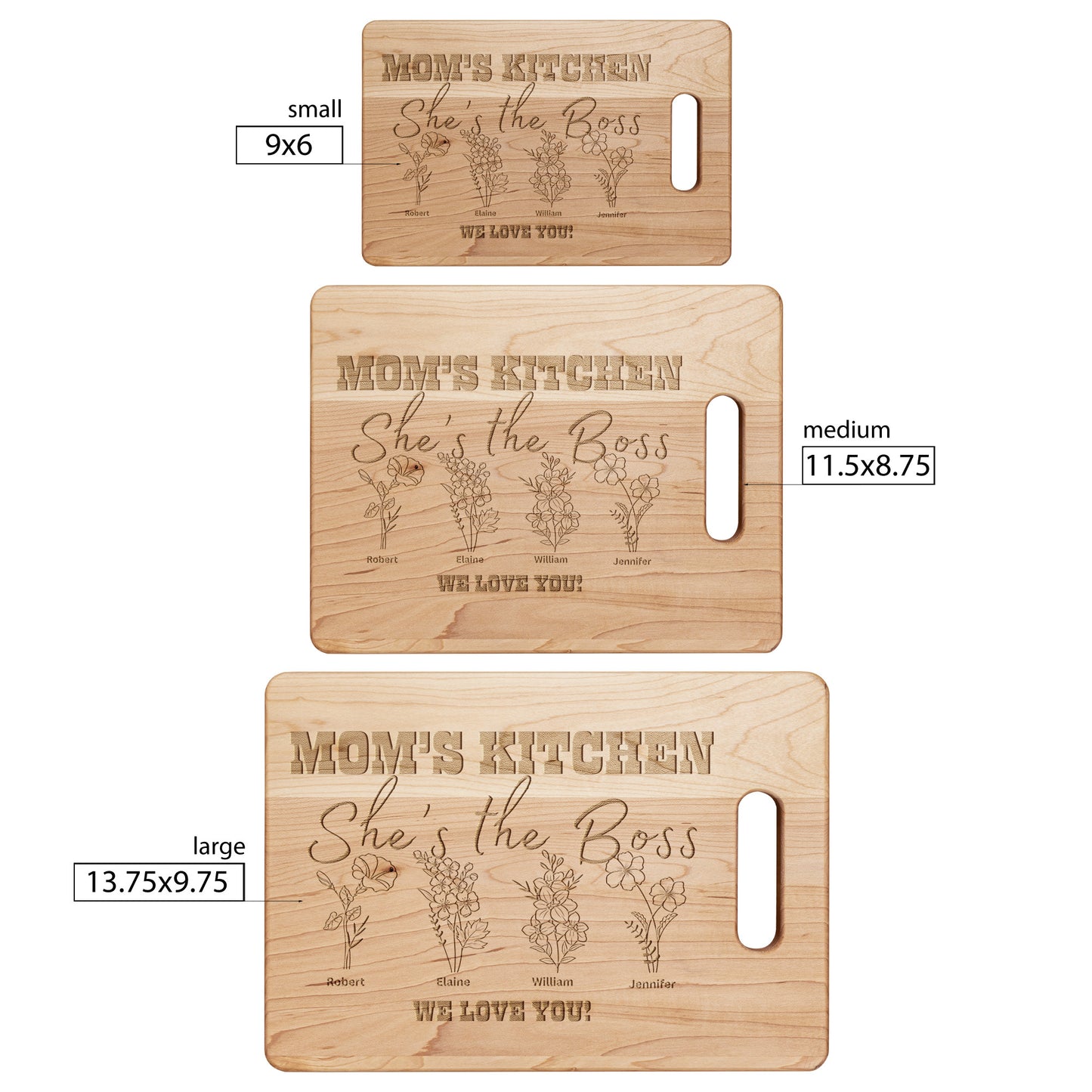 Moms Kitchen, She's the Boss Cutting Board