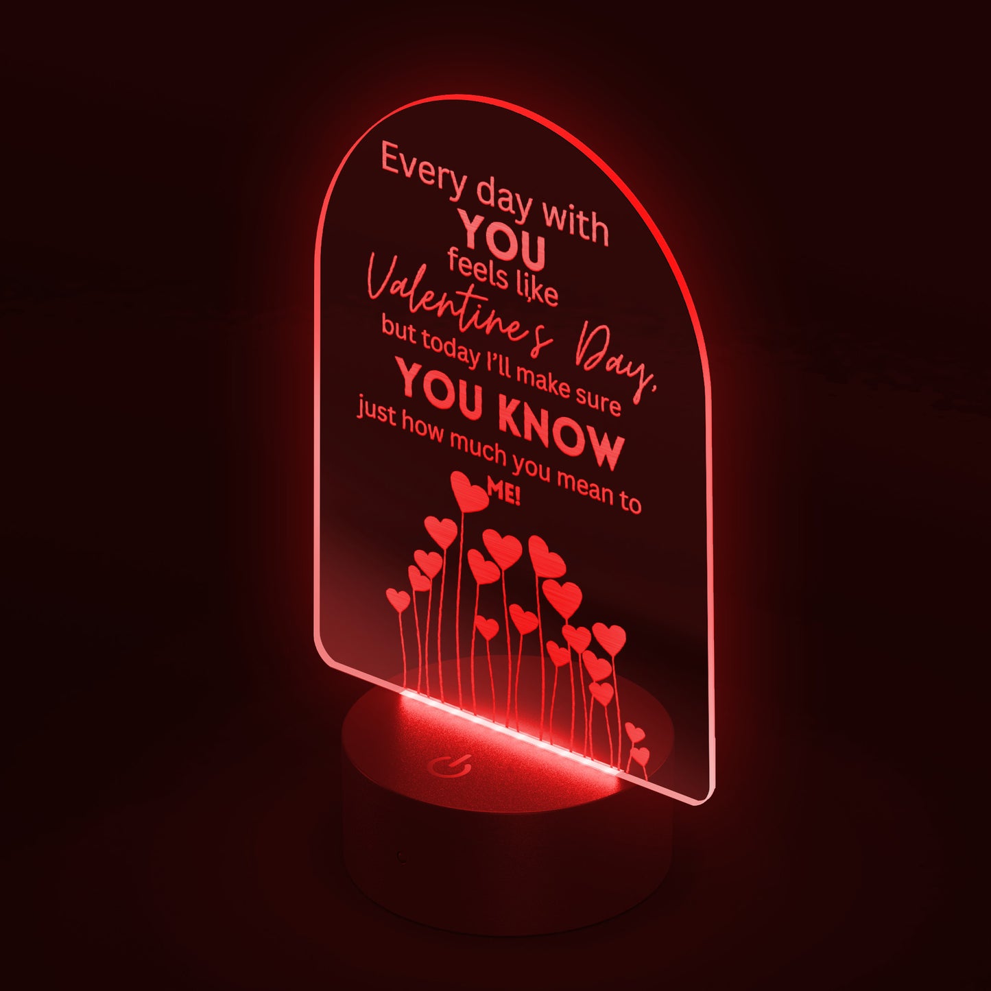 Valentines Day Gift, Personalized Laser-Etched Acrylic LED Light