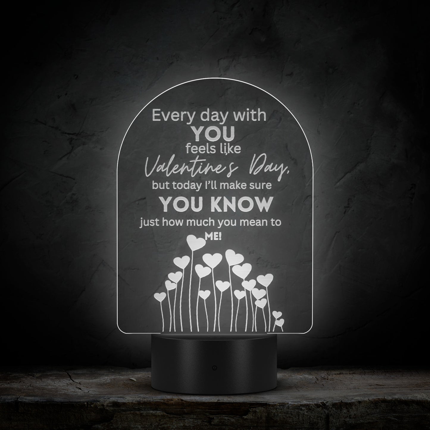 Valentines Day Gift, Personalized Laser-Etched Acrylic LED Light