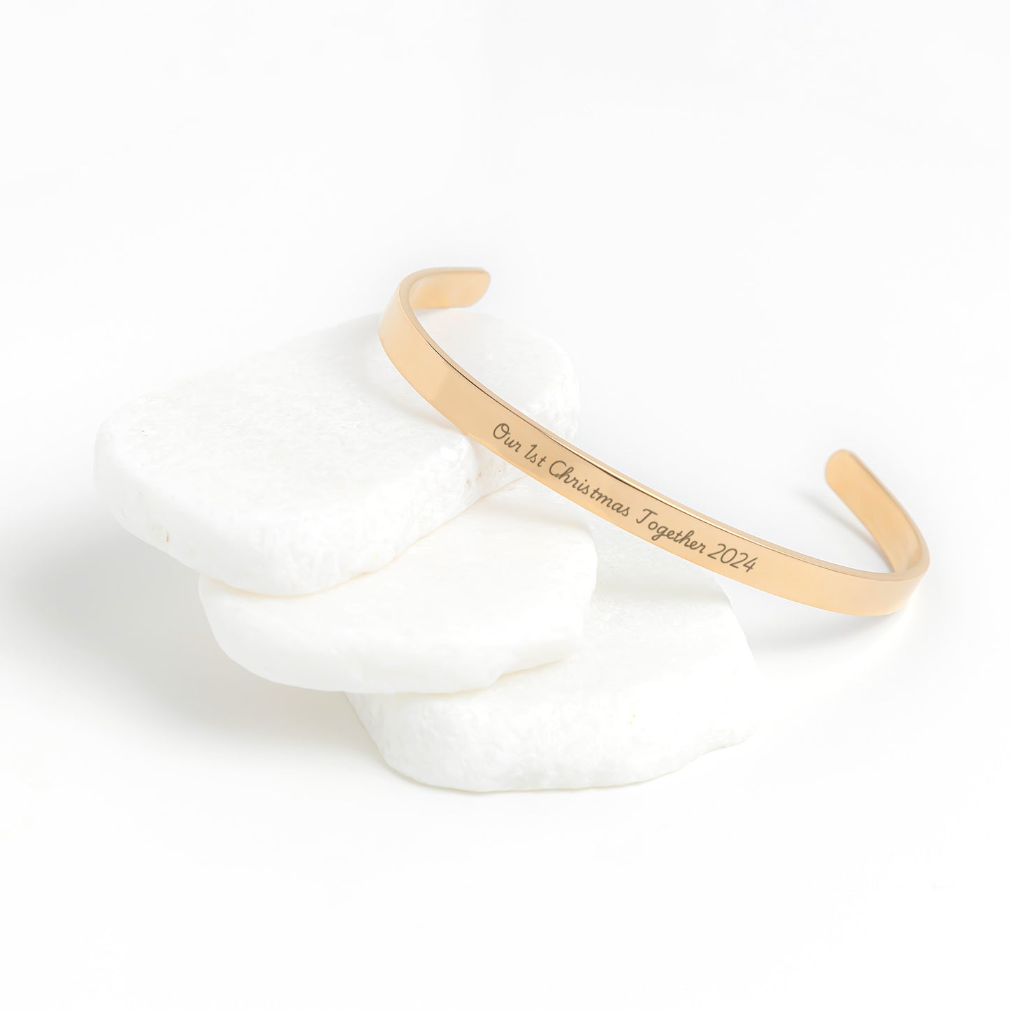 Personalized 18K Gold, Rose Gold, or Silver Cuff Bracelet